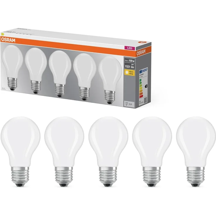 OSRAM LED-Lampe Filament Base A100 Kolbenform 11W 827, 2700K warmweiß, E27, matt, 1521 lm, sofort 100% Licht, White – Bild 1
