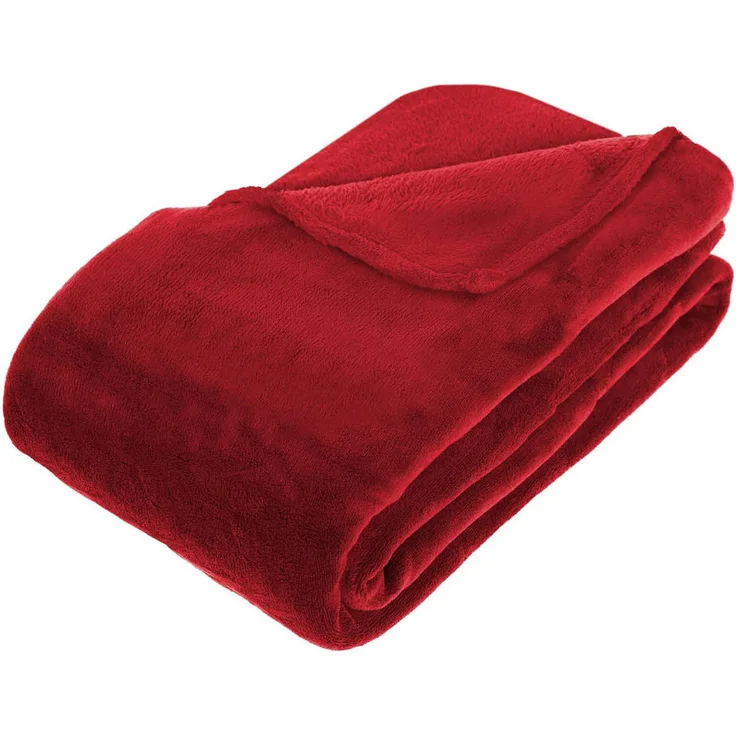 Atmosphera Createur d´interieur Plüschdecke, Rot, 230 x 180 cm, strapazierfähiges Polyester, für gemütliche Schlafzimmerdeko