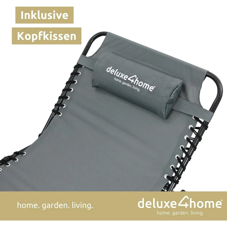 deluxe4home Gartenliege Sonnenliege 5-stufig Verstellbar I Liegestuhl Anthrazit Campingliege, Verstellbar – Bild 5