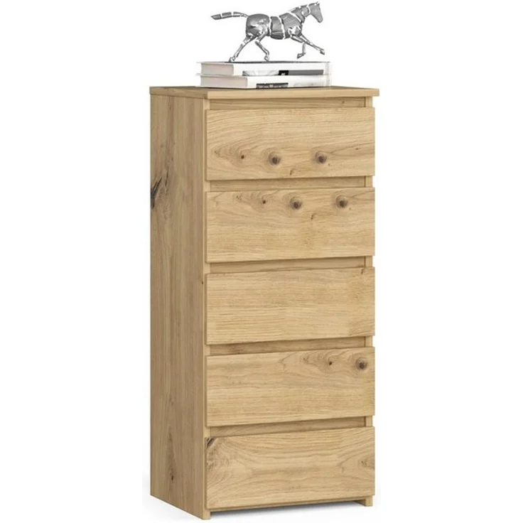 Home Collective Kommode 40 cm breit Holz Highboard Sideboard für Flur Schlafzimmer Wohnzimmer (Mehrzweckschrank Schrank schmal Kommode Schlafzimmer mit Schubladen), Kinderzimmer Organizer, 92 cm hoch mit 5 Schubladen Artisan Eiche – Bild 4