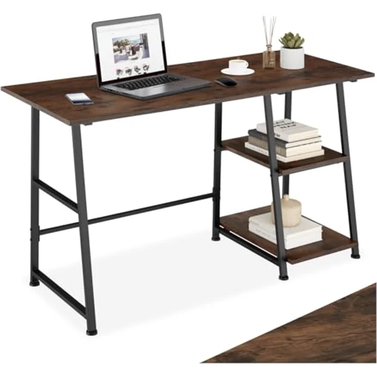 tectake Schreibtisch Computertisch Paisley 120x50x73,5cm (1-St, 1 tlg), Rustikaler Schreibtisch im schnörkellosen Industrial Style – Bild 2