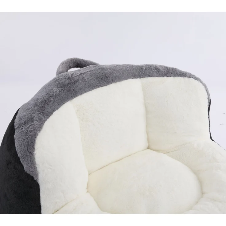 DESVIAE Sitzsack Mehrfarbig aus Kunstfell – 56x45x31 cm – Schaumstofffüllung, rutschfeste Unterseite – Bild 4