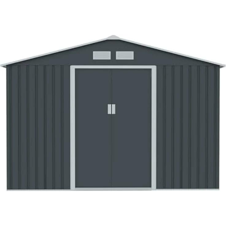 Hattoro XXXL Gerätehaus mit Schiebetüren und Satteldach, Metall anthrazit, 277 x 319 x 192 cm (BxTxH), 15 m³ – Bild 6
