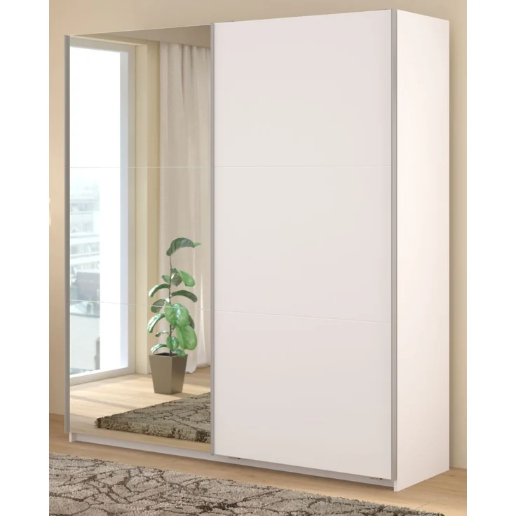 Kleiderschrank Swing in weiß mit Spiegel 178 cm – Bild 1