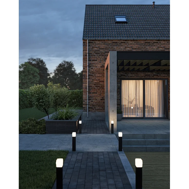 LED Pollerleuchten 2er SET ALU Schwarz Wegeleuchten IP44 Höhe 50cm – Bild 6