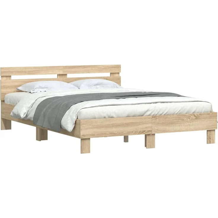 vidaXL Bettrahmen mit LED Sonoma 152 x 203 cm Holzwerkstoff 3402849 – Bild 3