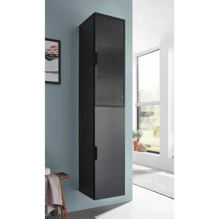 Hängeschrank Dark / Diosa, Glas, Holzwerkstoff, Schwarz, 35 x 170 x 33 cm – Bild 7
