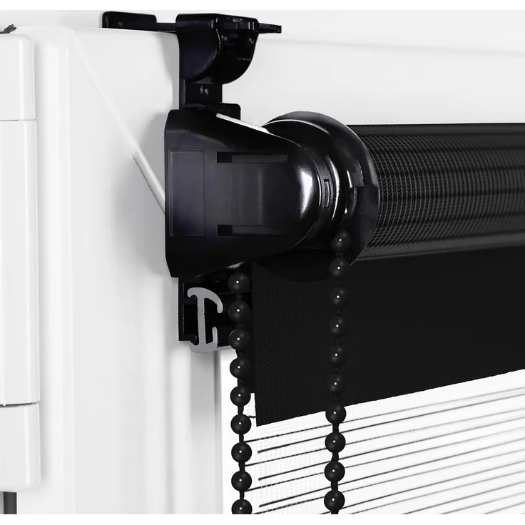 Doppelrollo Klemmfix ohne Bohren 40x150 cm Schwarz Duo Rollo Klemmrollo Sonnenschutzrollo Fensterrollo für Fenster & Türen Zebrarollo Seitenzugrollo – Bild 2