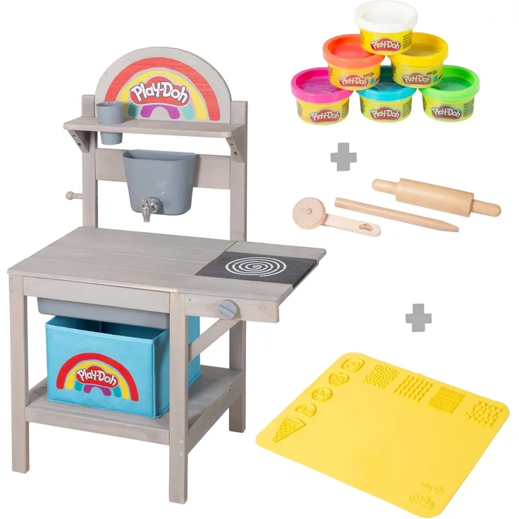 roba Matschküche 'roba x Play-Doh' - Massivholz - FSC®-zertifiziert - inkl. Zubehör - Grau