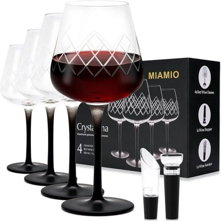 MiaMio Weinglas Rotweingläser 4er Set große Weingläser/Kristallweingläser - Crystaluna – Bild 4