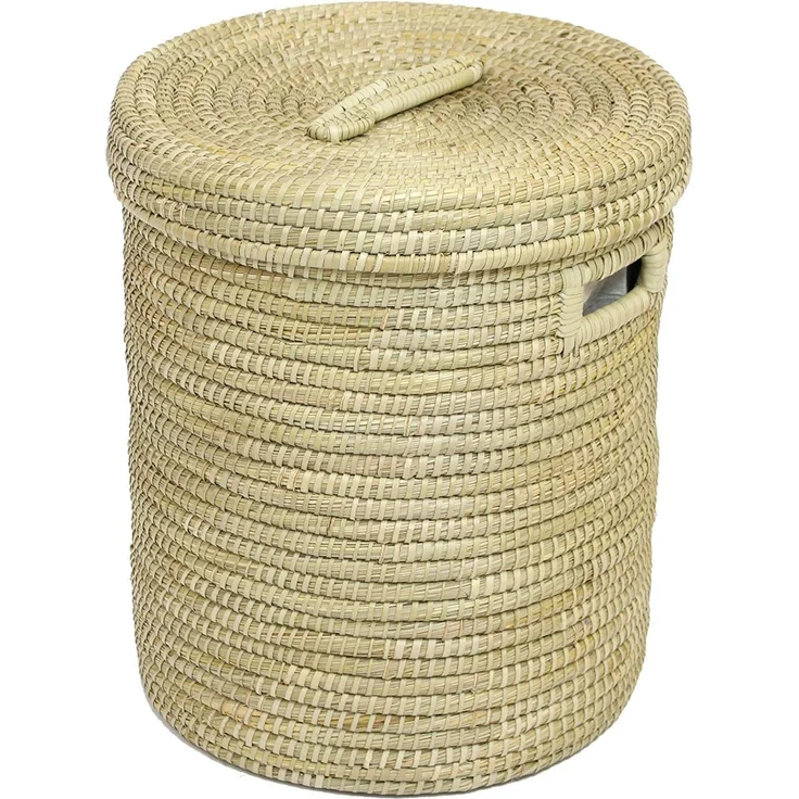 Dekoleidenschaft Wäschekorb aus Seegras mit Deckel, Wäschesammler mit Textileinlage, in 2 Größen, Wäschetonne Wäschebox Aufbewahrungskorb Wäschebehälter Laundry Basket – Bild 2