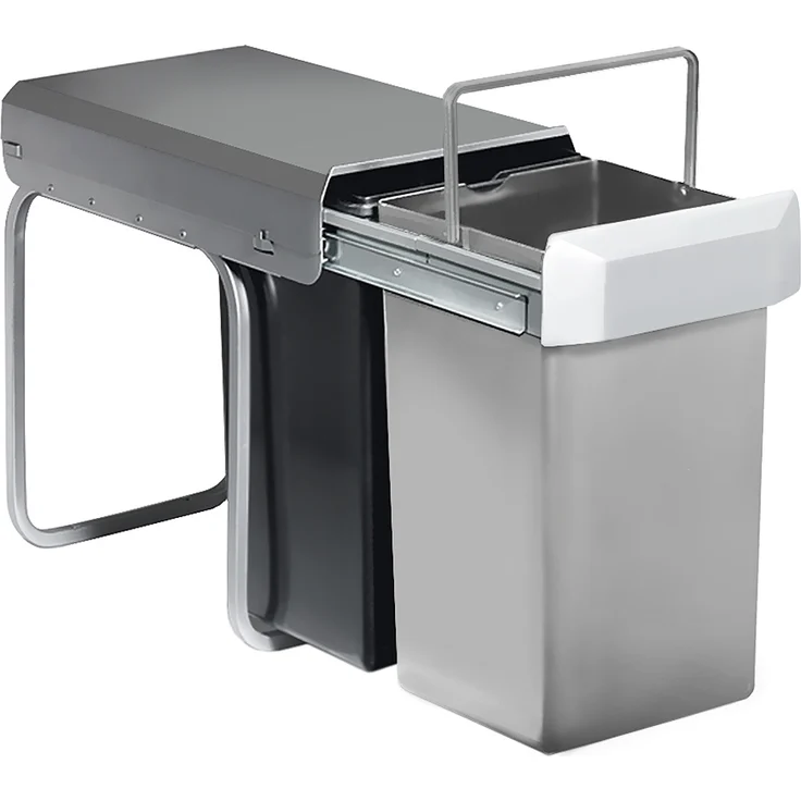 Abfallsammler DOUBBY anthrazit/grau mit Teilauszug 30 Liter (2x15) ab 30 cm Schrankbreite – Bild 3