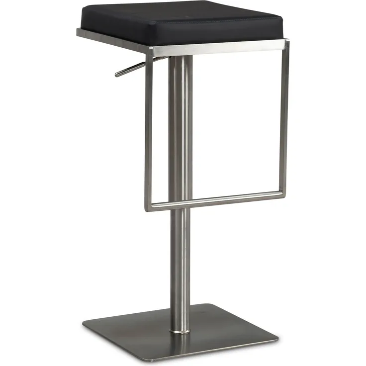 Barhocker Schwarz Kunstleder Edelstahl Drehbar Höhenverstellbar Modern