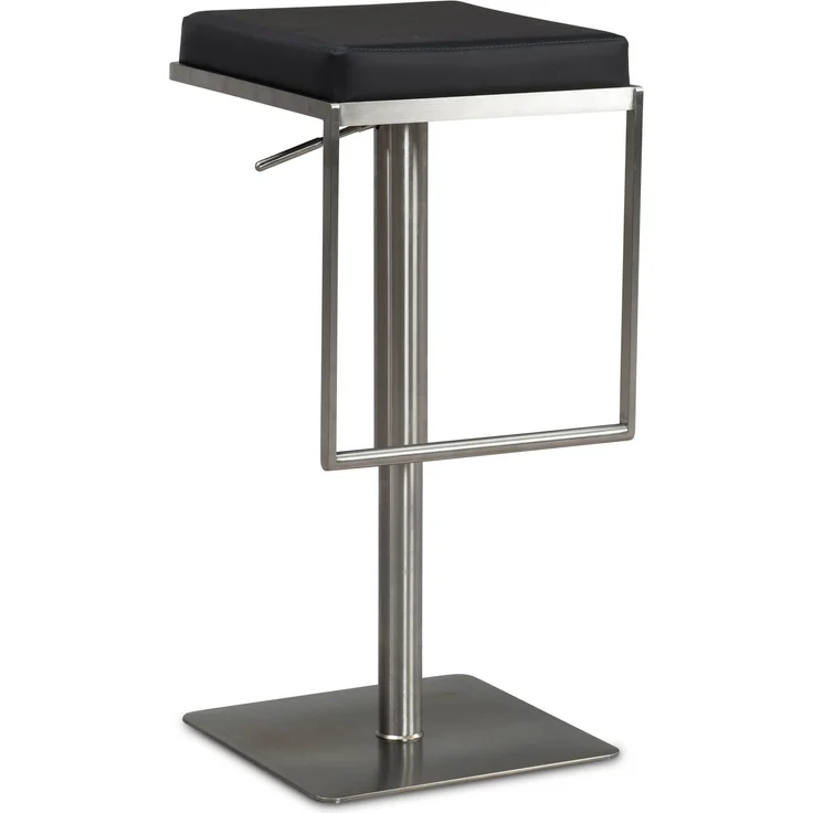 Barhocker Schwarz Kunstleder Edelstahl Drehbar Höhenverstellbar Modern – Bild 1