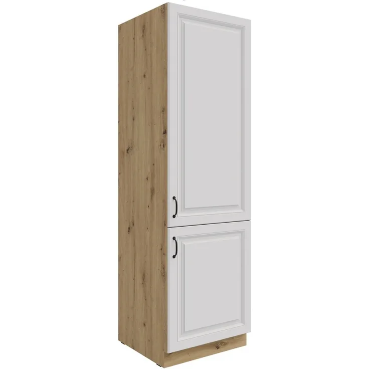 Küchen Hochschrank 60 cm Stilo Weiss + Eiche Artisan Küchenzeile Küchenblock