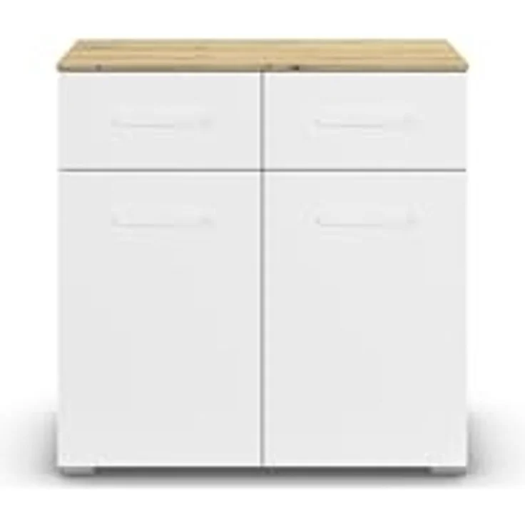 rauch Aditio Box, Kommode, 2-türig, 2 Schubladen, mit Softclose-Funktion, Farbe Weiß/Eiche Artisan, BxHxT 80x81x42cm – Bild 6