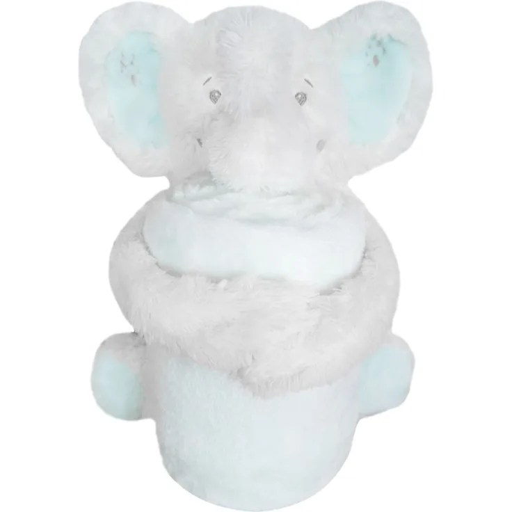 Kikkaboo Babydecke 2 in 1 Geschenkset Kuscheltier 25 cm Kuscheldecke 100x70 cm türkis