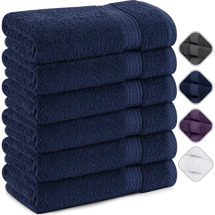 Utopia Towels Frottee Handtücher 50x100 cm, Marineblau, 6er Pack | Mit Aufhängeschlaufe, mittelgroße Badetücher, 100 % Baumwolle, weich und saugfähig, Handtuchset, Handtücher
