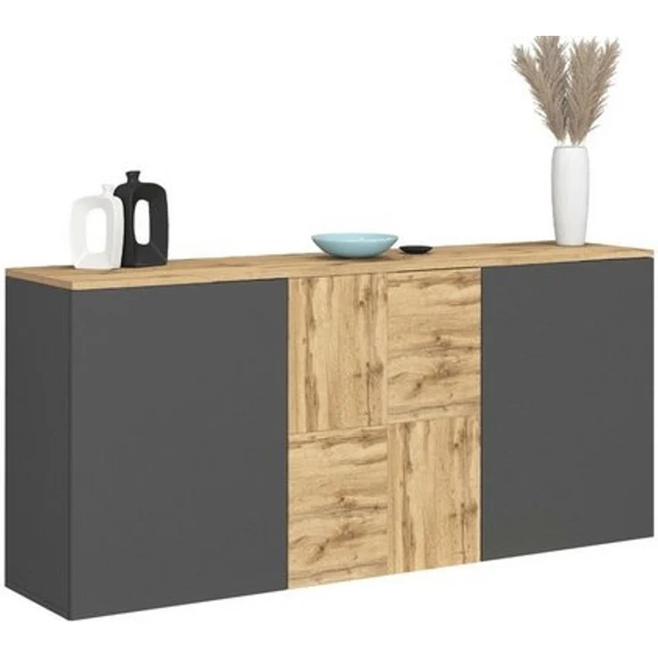 OTTO home Sideboard ISEO, Kommode, Schrank, Sideboard, Lowboard, 6 Fächer, Breite 150 cm (1 St), stehend/hängend, 3 Türen, 6 Fächer, Breite 150 cm – Bild 4