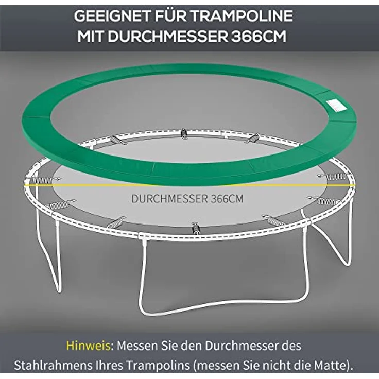 HOMCOM Trampolin Randabdeckung Ø366 cm, PE-Polsterung mit 15mm Dicke, wetterfest und leicht anzubringen – Bild 4