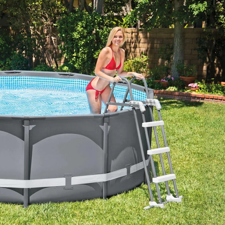 Intex Poolleiter, 3 Stufen, für Pools mit 91 - 107 cm Höhe, Stahl/Kunststoff Grau