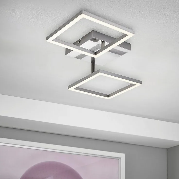 LED Deckenleuchte D125/ D126 chrom-matt quadratische Rahmenleuchten : 2-flammig