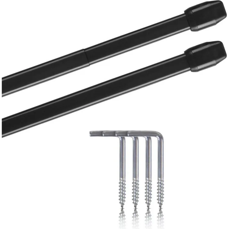 Bestlivings Vitragestange 2er-Pack, Ø 10 mm, 1-läufig, ausziehbar, mit Schraubhaken, verschrauben, Edelstahl, für Küchen- & Bistrogardinen