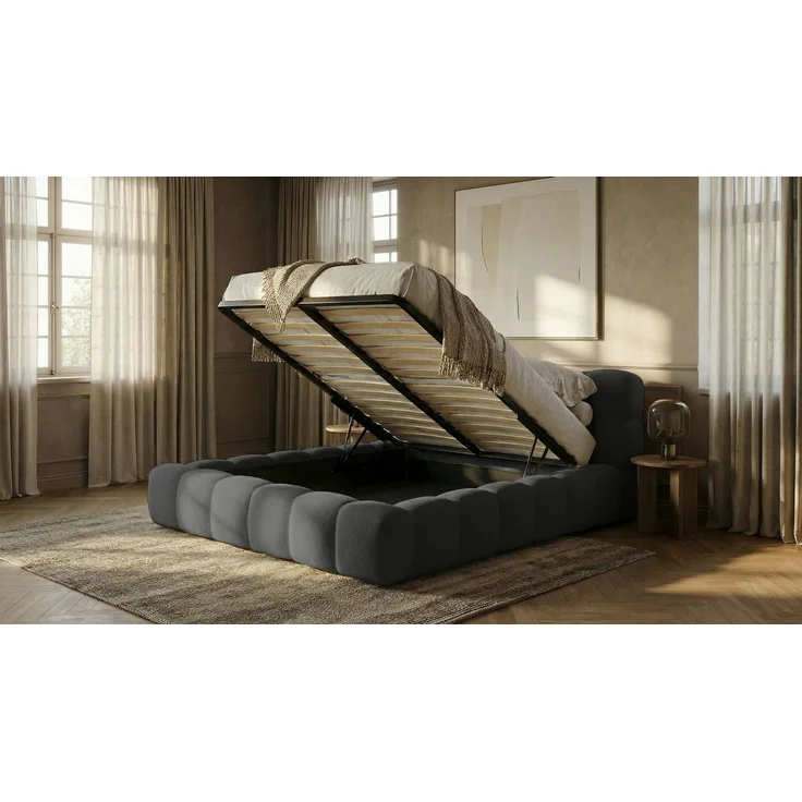 thematys Polsterbett CLOUD mit Bettkasten 200x200cm, Ohne Matratze, Davis, Grau – Bild 4