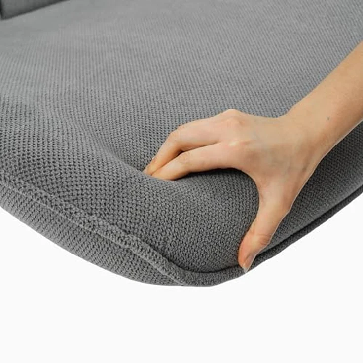 39F FURNITURE DREAM Moderner Drehsessel mit Sitzfläche aus Stoff mit Liegefunktion und Metallsockel, Grau, 63,5 x 85 x 93 cm – Bild 10