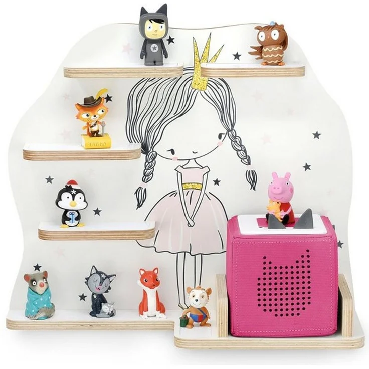 stadtecken Holzregal für Musikbox I passend für die Toniebox und ca. 35 Tonies I Perfekte Aufbewahrung im Kinderzimmer I zum Aufstellen oder Aufhängen (Prinzessin) – Bild 4