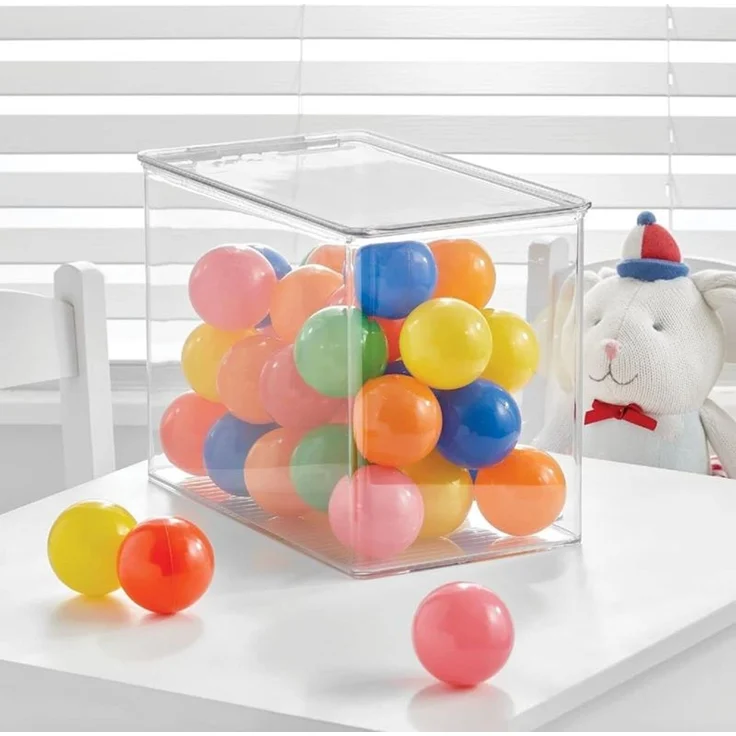mDesign Organizer Aufbewahrungsbox Regalbox Deckel Stapelbar 2er-Set Transparent – Bild 3