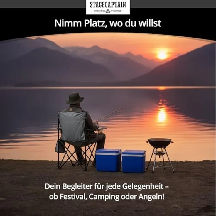 Stagecaptain Campingstuhl "Chiller" Campingsessel mit Getränkehalter in der Armlehne (4 St), Gartenstuhl faltbar, Anglersessel, Faltstuhl, Strandstuhl inkl. Tasche – Bild 6