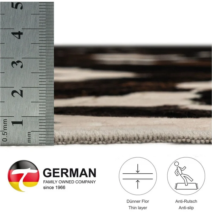 Gino Falcone Fellteppich Emilia, fellförmig, Höhe: 3 mm, Kunstfell, bedruckt, Kuhfell-Optik, ideal im Wohnzimmer & Schlafzimmer – Bild 3