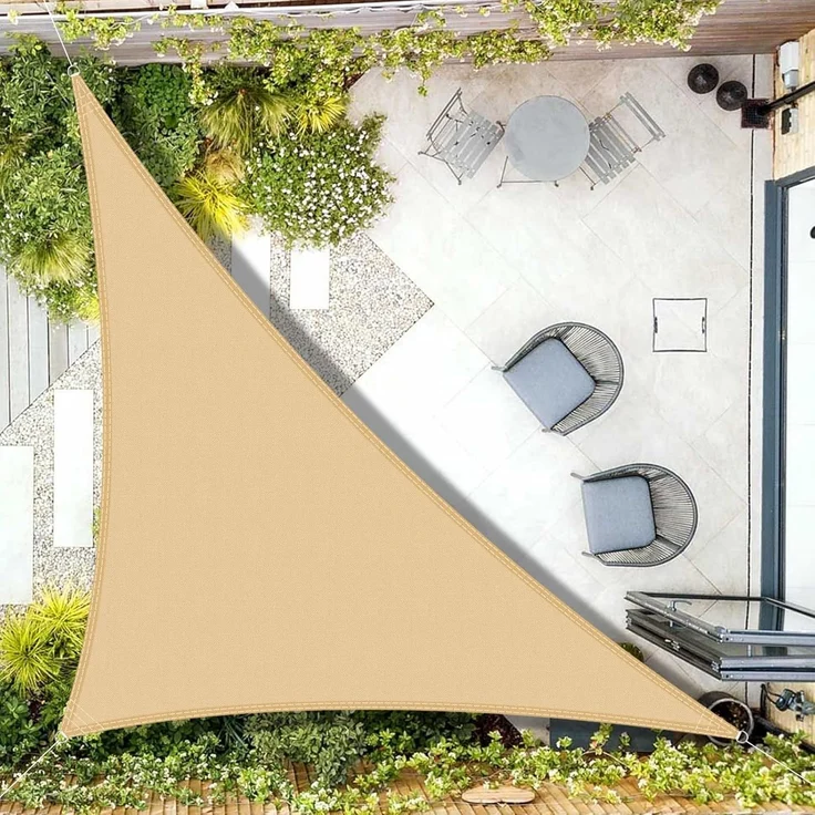 AXT SHADE Sonnensegel Wasserdicht Dreieck Rechtwinklig 5 x 5 x 7 m Wetterschutz Sonnenschutz PES Polyester mit UV Schutz für Terrasse Balkon Garten-Sand(Wir Machen Sondergrößen) – Bild 1