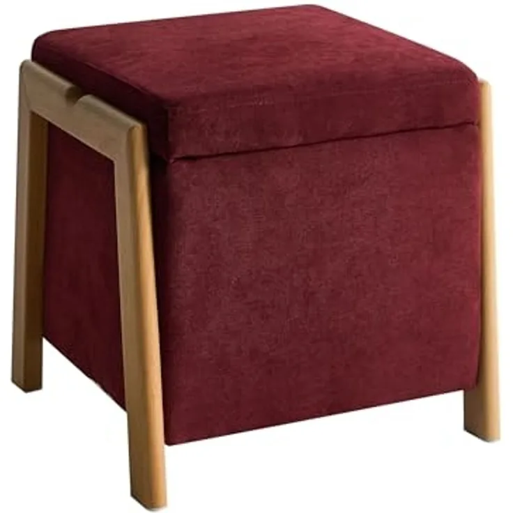 Pouf mit Stauraum EDLAND Stoff 45 cm Burgunderrot