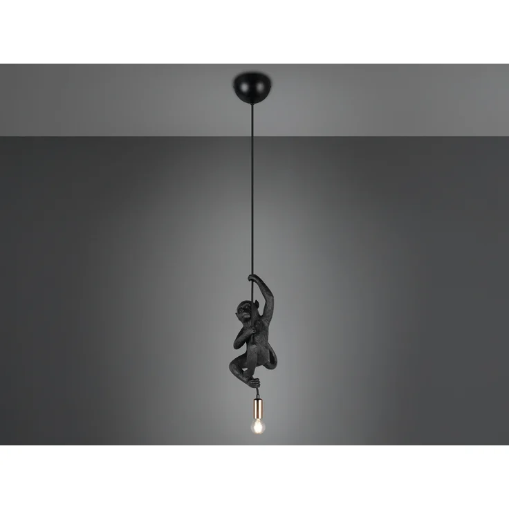 Kleine LED Pendelleuchte einflammig Affenlampe Schwarz, Breite 14,5cm – Bild 3