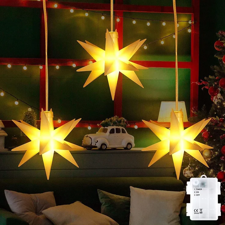 SALCAR 3er Set LED Weihnachtsstern – Bild 2