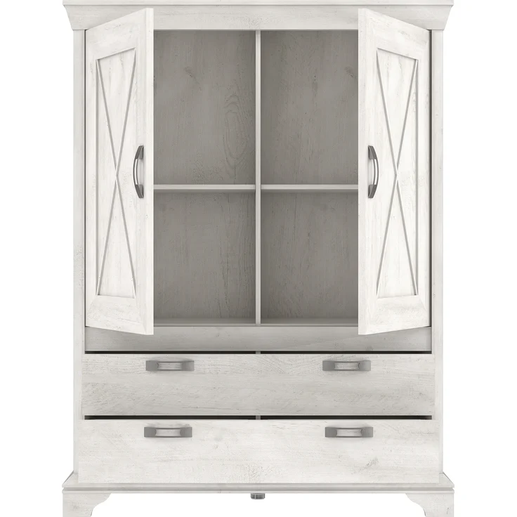 Stauraumschrank >Kashmir< in Pinie Weiss - 123x162,3x48,2cm (BxHxT) – Bild 4