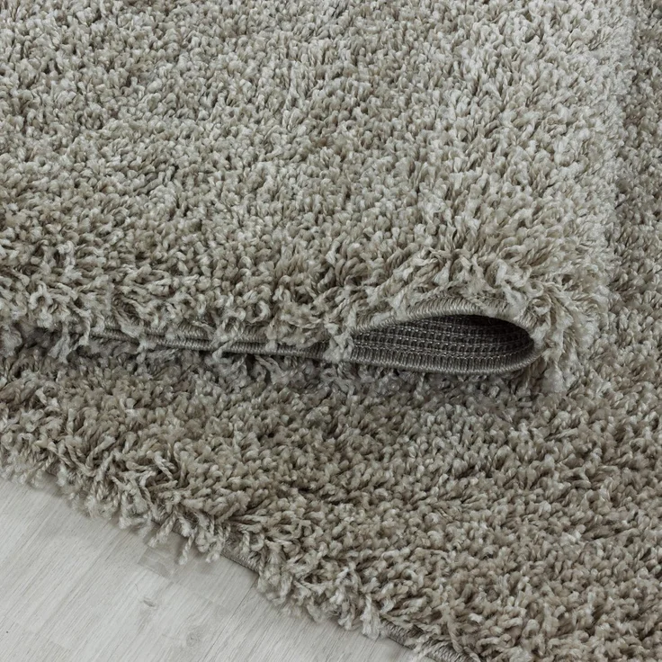 Carpetsale24 Shaggy Hochflor Teppich Wohnzimmer 200 cm Rund Natur - Modern Flauschiger Teppich Extra Weich, Pflegeleicht und Einfarbig - Ideal als Teppich für Schlafzimmer, Esszimmer und Küche – Bild 3