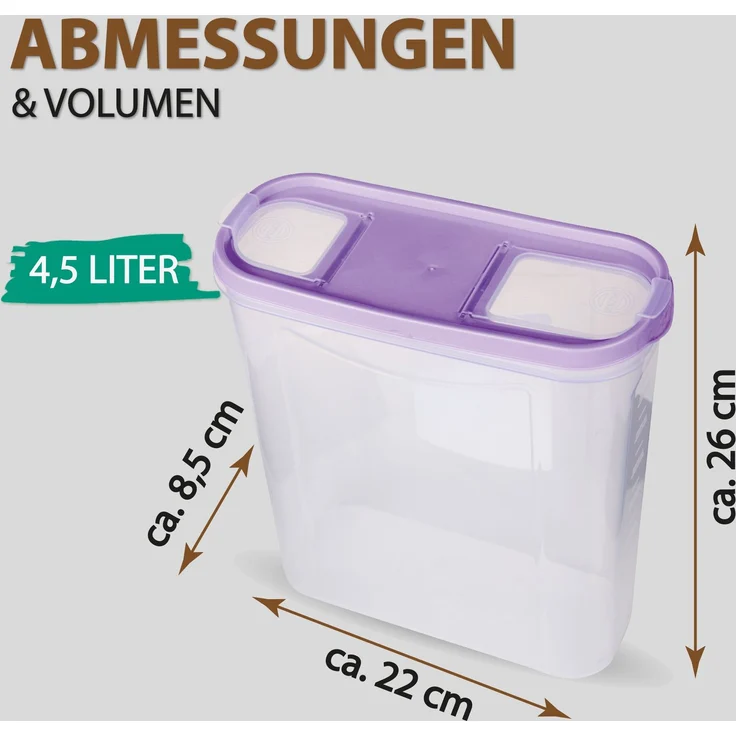 Vorratsdosen mit Deckel 4,5 Liter ( 8er Pack / Lila ), Luftdicht Schüttdose BPA frei, Vorratsbehälter Set - Frischhaltedosen Klappdeckel – Bild 3