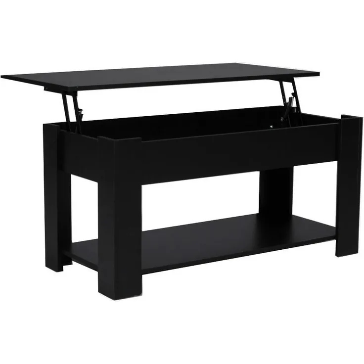 Weber Industries Couchtisch Utah, Schwarz, Rechteckig, klappbare Tischplatte, 62x74x104 cm, mit Stauraum für Wohnzimmer