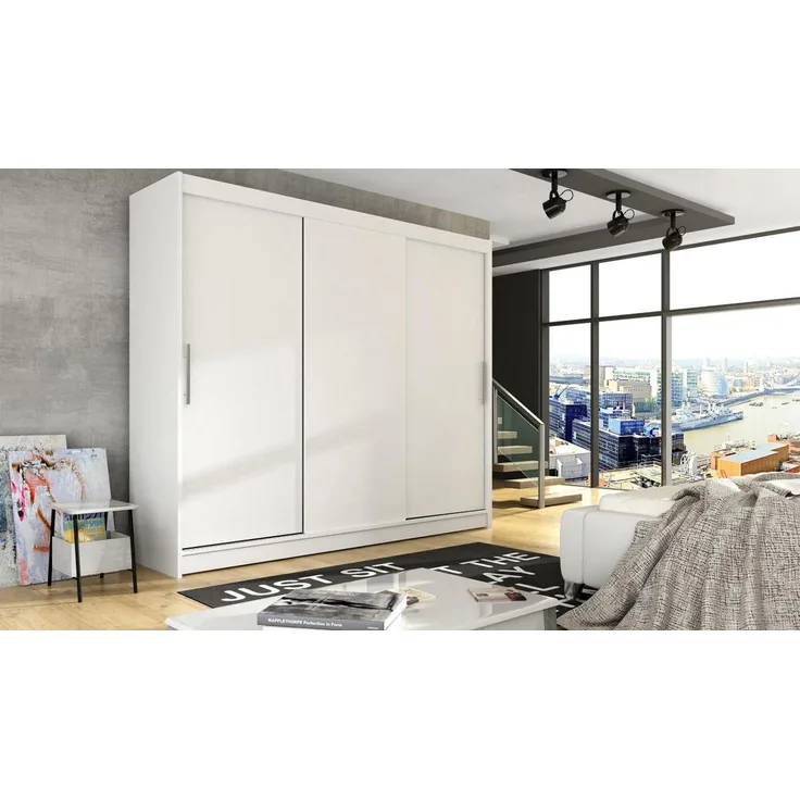 Kleiderschrank Aston II, ohne Beleuchtung, Farbe: Weiß