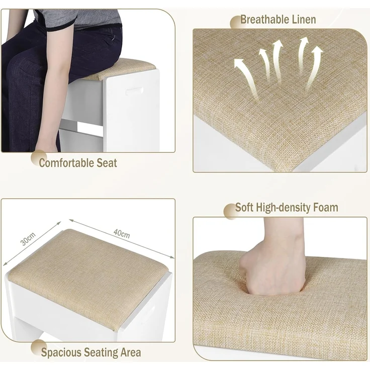 Woltu Polsterhocker (1 St), mit Leinenbezug, aus Holz, 150 kg belastbar – Bild 5