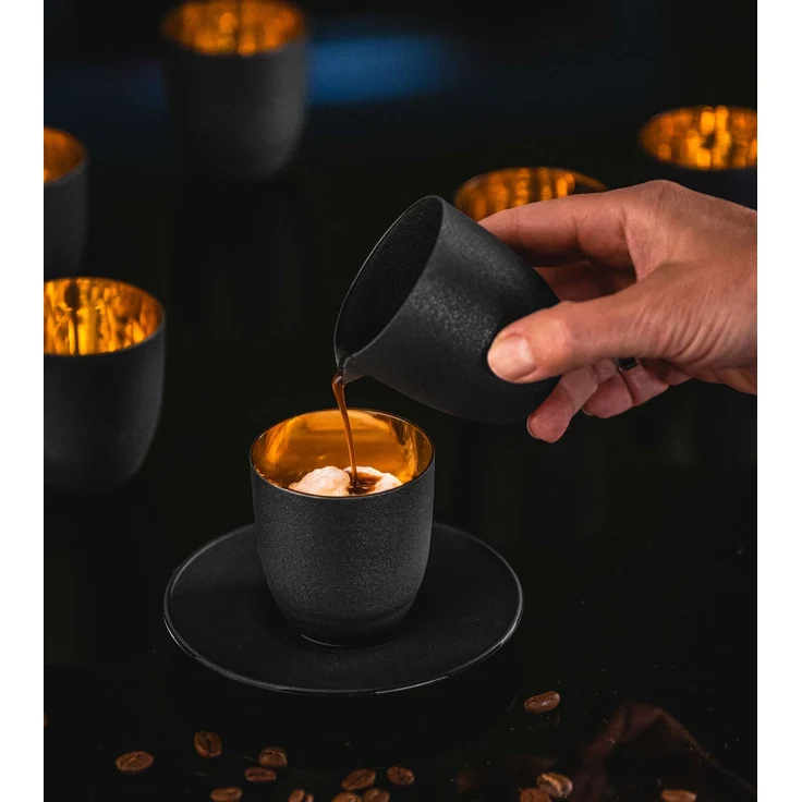 Eisch AFFOGATO Al Oro Espressoglas mit Kännchen Cosmo Gold in Geschenkröhre – Bild 3