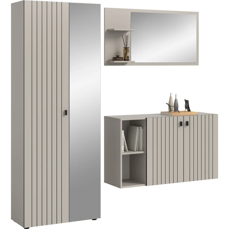 Garderobenkombination (B/H/T: 191x192x37 cm) in Kaschmir Nachbildung – Bild 1