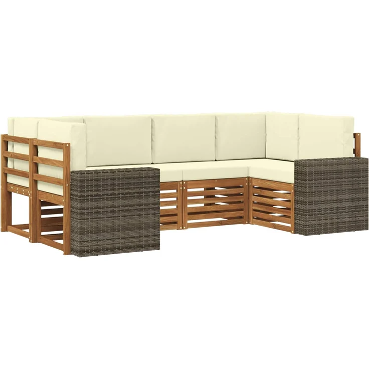 vidaXL Outdoor-Sofagarnitur 6 stk. 6-Sitzer Natur und Creme 3384786 – Bild 2