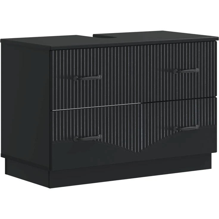 vidaXL 4-teiliges Badezimmer-Schrank-Set HOORN Schwarz Holzwerkstoff 3417955 – Bild 5