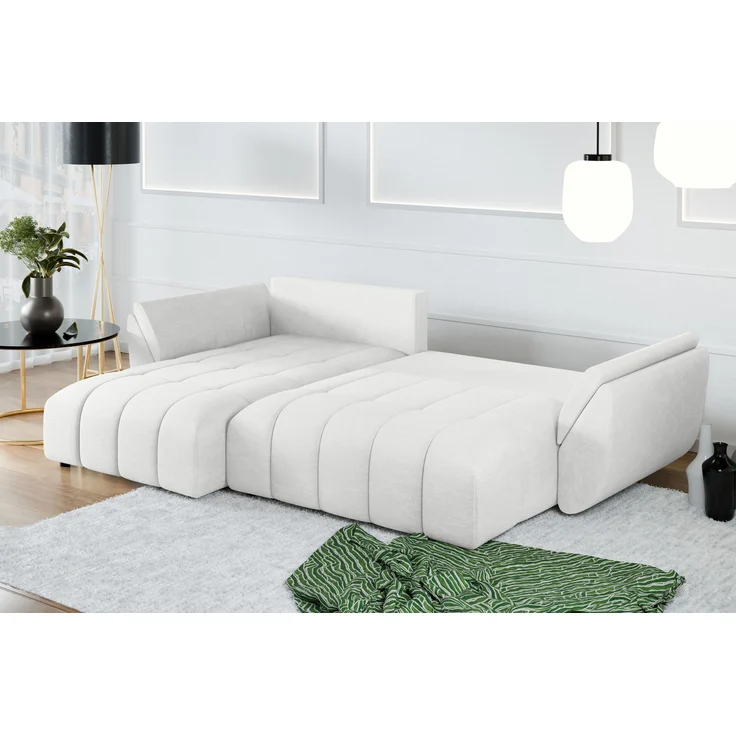 AX LIVING Weiße Eckcouch Verciani Schlaffunktion Bettkasten 280cm – Bild 4