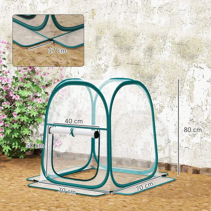 Wohnora-Mini-Gartengewächshaus, Mini-Pop-up-Gewächshaus aus transparentem PVC, für den Innen- und Außenbereich, für Gemüse, 70 x 70 x 80 cm,H 800cm x T 300cm x B 700cm,Transparent – Bild 4