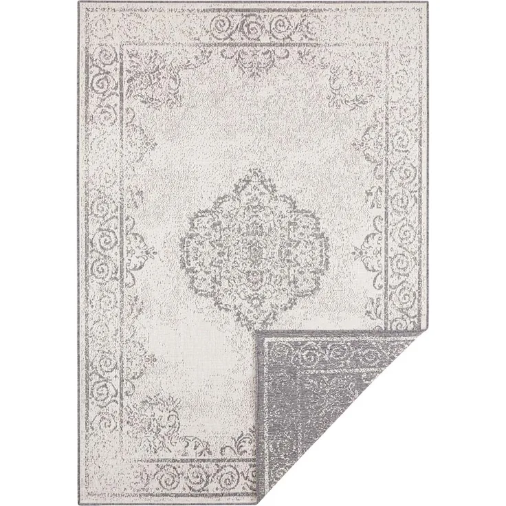 In- & Outdoor Wendeteppich Cebu Grau Creme - 80x150x0,5cm